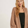 CHUNKY CABLE LANTERN SLEEVE CARDIGAN