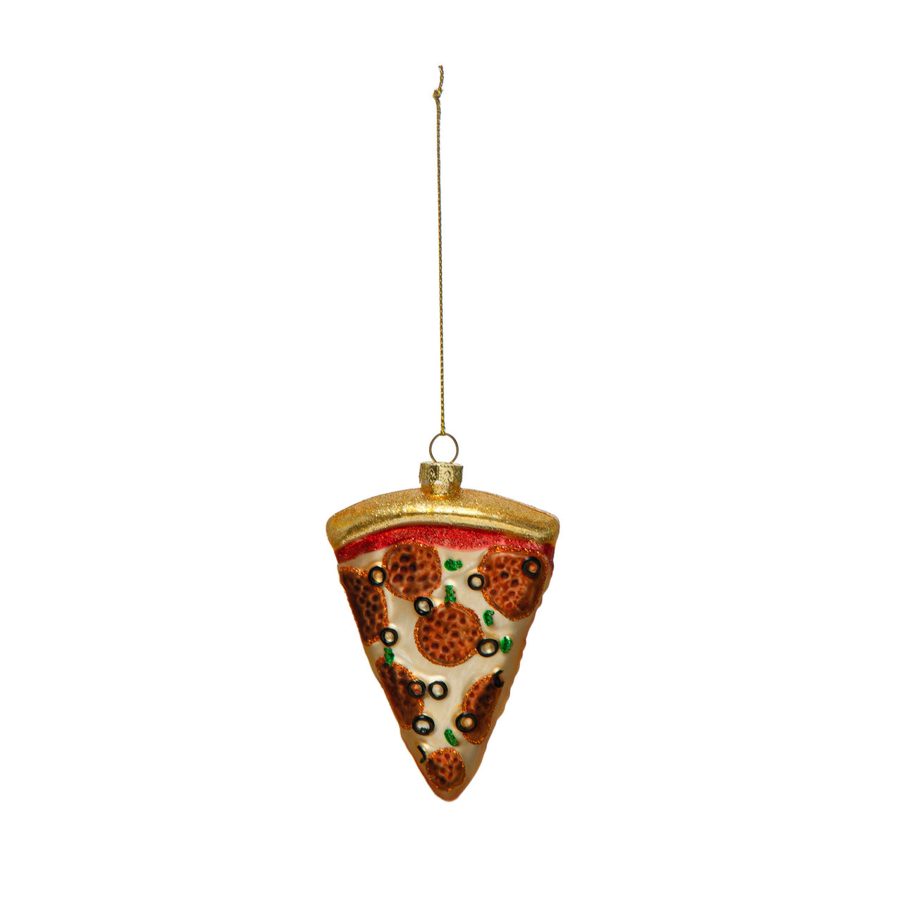 Hand-Painted Glass Pizza Slice Ornament
