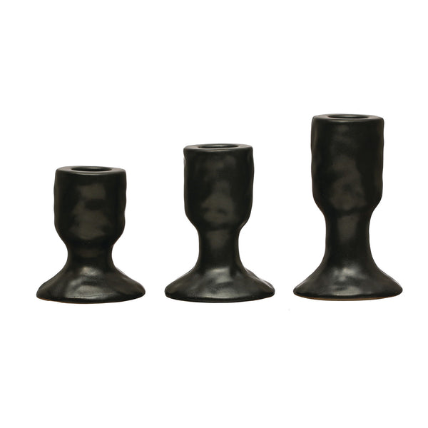 Black Stoneware Taper Holder