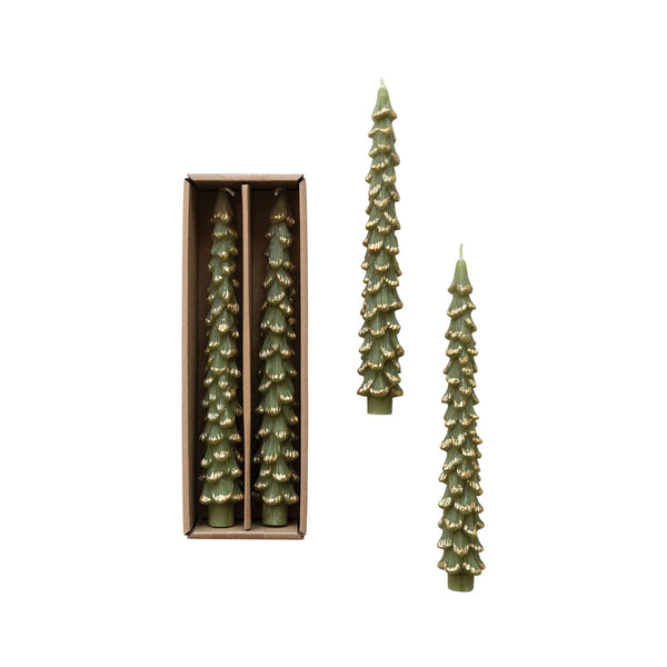 Gold Tip 10” Tree Shaped Taper Candle Set- Cedar