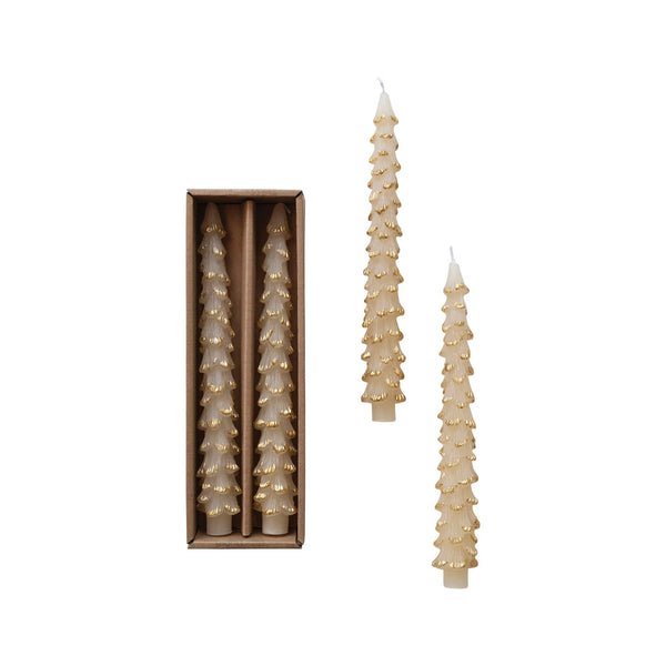Gold Tip 10” Tree Shaped Taper Candle Set- Egg Nog