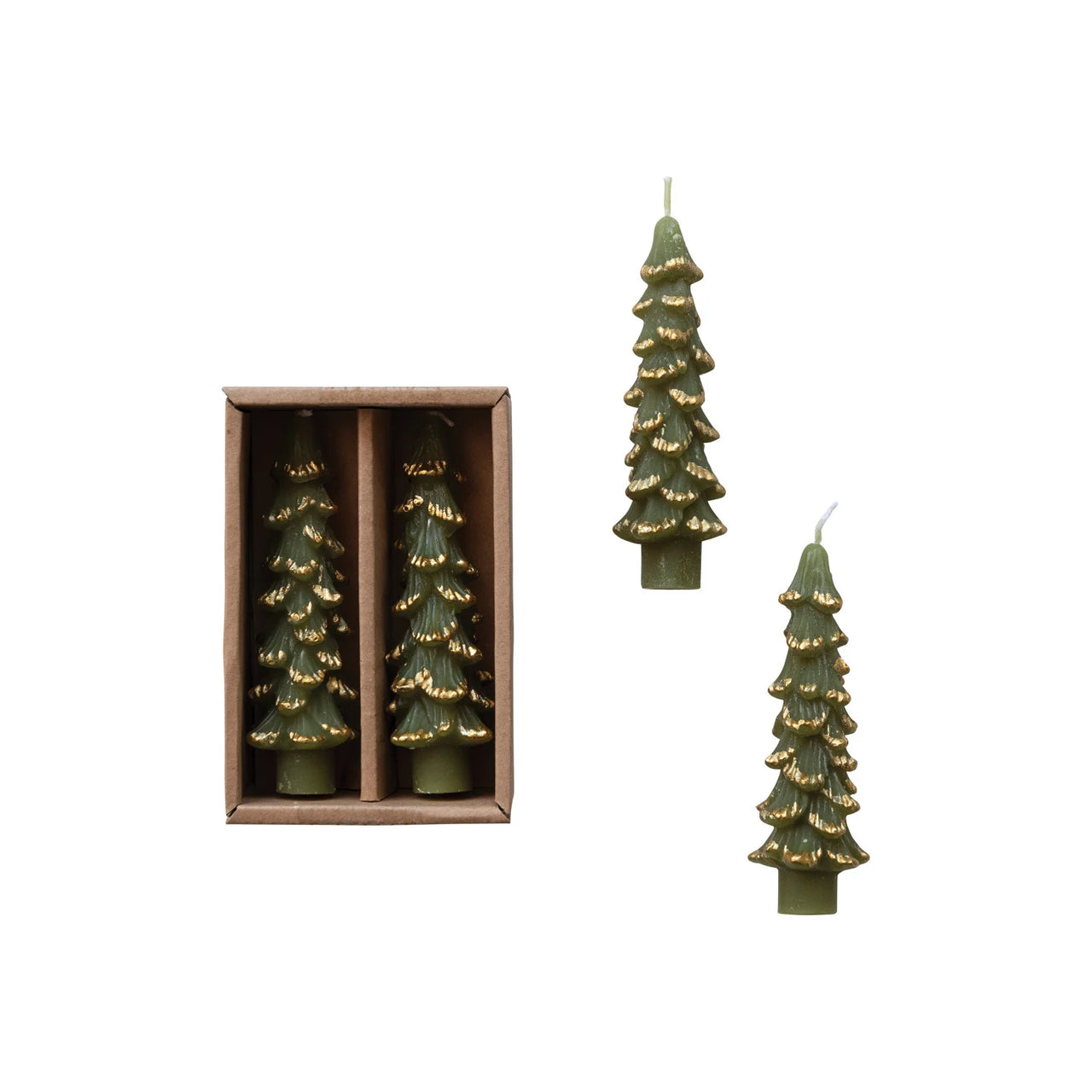 Gold Tip 5” Tree Shaped Taper Candle Set- Cedar