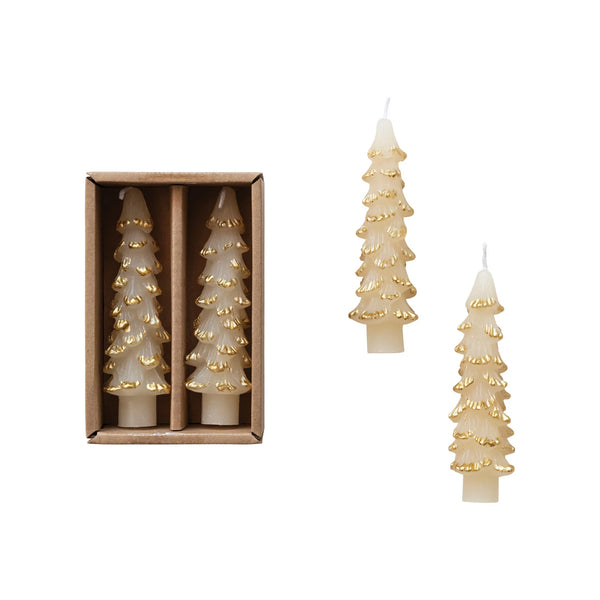 Gold Tip 5” Tree Shaped Taper Candle Set- Egg Nog