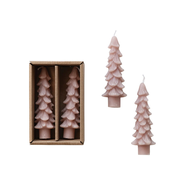 5” Tree Shaped Taper Candle Set - Khaki