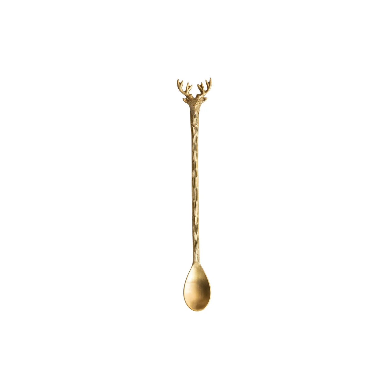 Brass Cocktail Spoon with Reindeer Handle