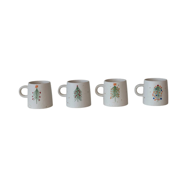 Hand-Painted Christmas Tree Stoneware Mug