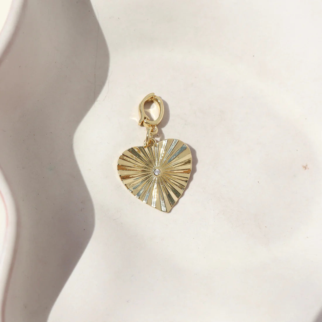 Pleated Heart Charm