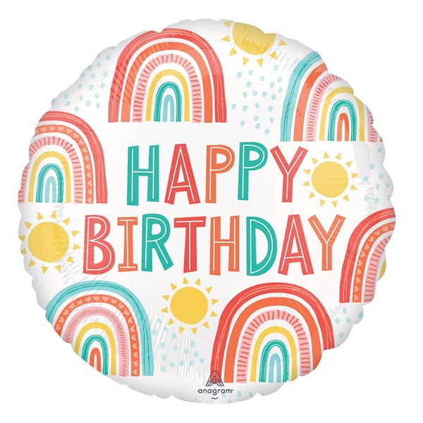 Retro Rainbow Birthday Foil Balloon