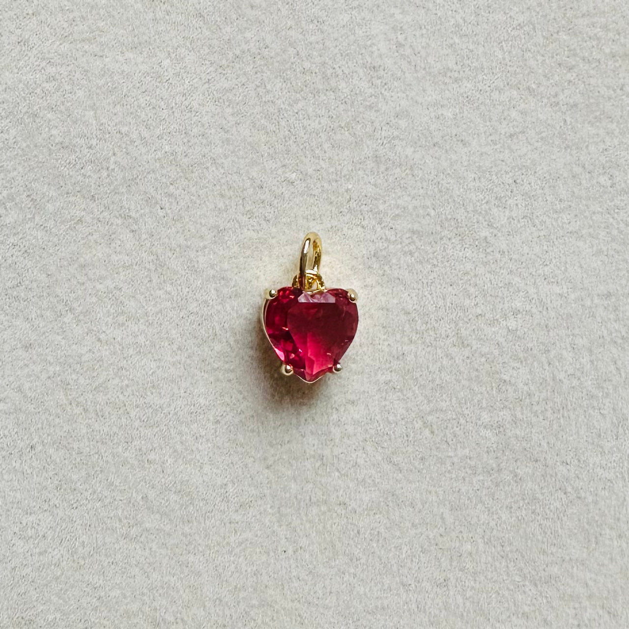 Red Stone Heart Charm