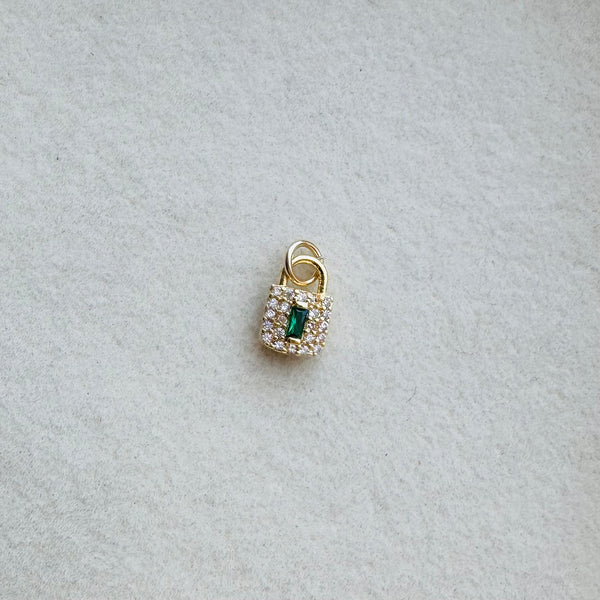 Green Pave Lock Charm