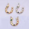 14K Gold Filled CZ Multicolor Dotted Lucky Horseshoe Charm | AC-819: Gold