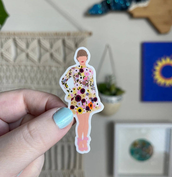 Tay Folklore Floral Grammys Dress Sticker