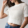 Open Waffle Knit Short Sleeve Top