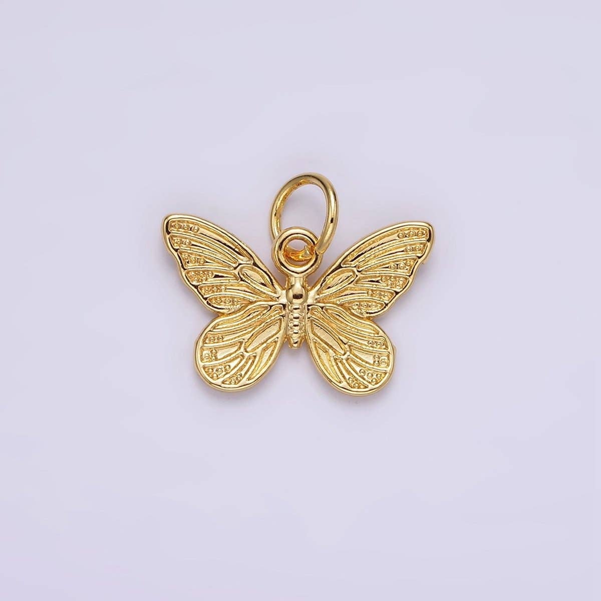 14K Gold Filled Textured Butterfly Mariposa Insect Animal Add-On Charm | AG406