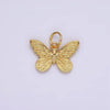 14K Gold Filled Textured Butterfly Mariposa Insect Animal Add-On Charm | AG406
