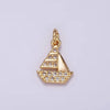 14K Gold Filled Mini Micro Paved CZ Sail Boat Add-On Charm | AG420
