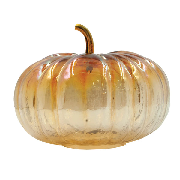 Amber Glass Pumpkin w/ Brass Stem