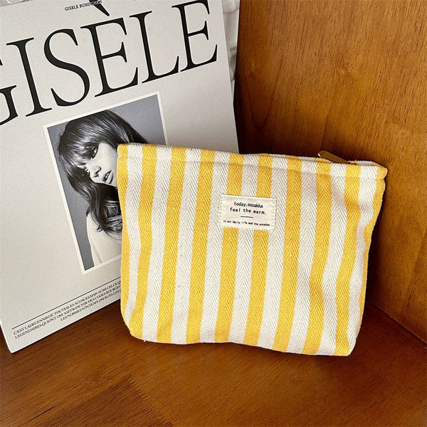 Striped  Make Up Bag