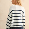 Striped Brushed Sweater - White/Navy
