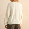 Half Button Front Long Sleeve Sweater - Cream/Cappuchino