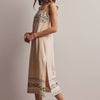 Embroidered Straight-Neck Cotton Midi Dress