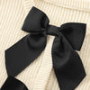 Cozy Slim Crewneck Bow Tie Knit Cardigan - Off/White