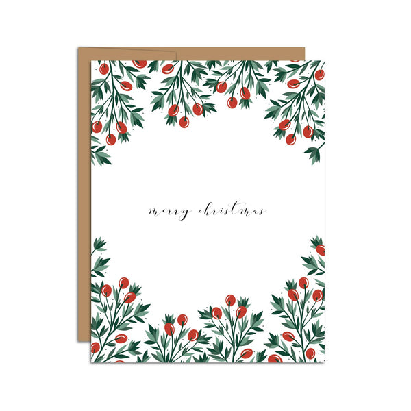 "Merry Christmas" Holly Card