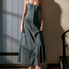 Button Front Tencel Maxi Dress - Denim