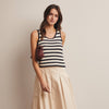 Striped Crochet Knit Tank - Navy