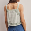 Embroidered Lace Trim Button-Front Tank Top - Size Small