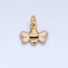 24K Gold Filled Mini Bumble Bee Insect Black White Enamel Charm | X826