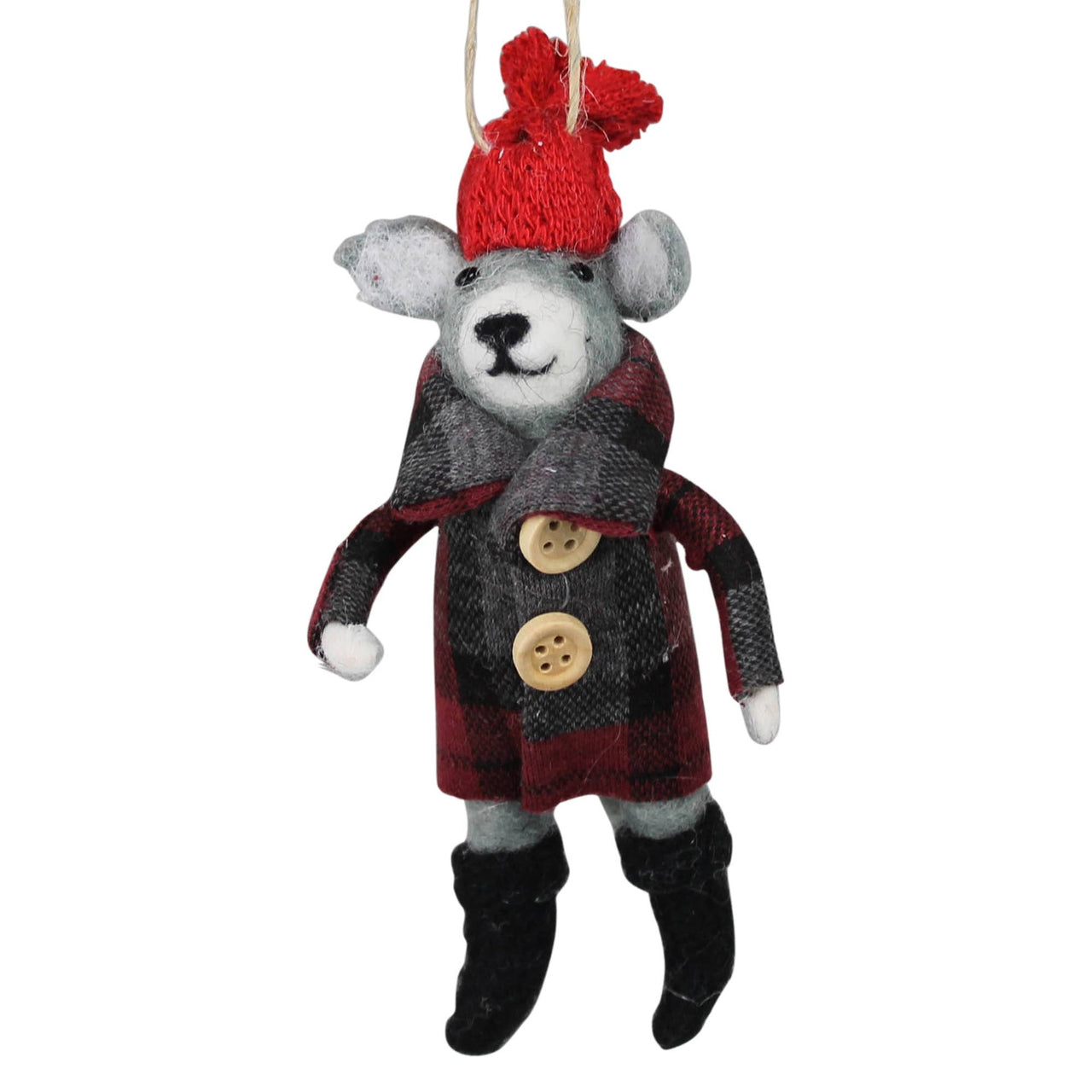 Dog with Plaid Jacket Felt Ornament