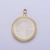 24K Gold Filled Celestial Sunset Sunrise Ray Pearl Round Charm H-321