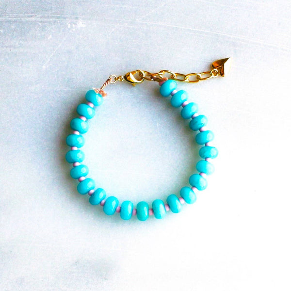 Candy Stone Beaded Bracelet - Aqua