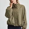 Funnel Neck Balloon Jacket - Olive
