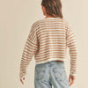 Crochet Knitted Cardigan - Tan/White