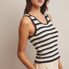 Striped Crochet Knit Tank - Navy