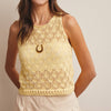 Sleeveless Crochet Knit Tank Top - Lemon