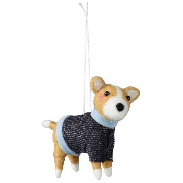 Brown Dog with Sweater Felt Ornament