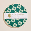 Green Checkered Star Coasters - Set of 4