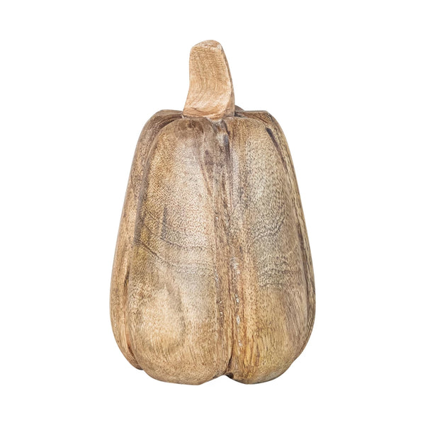 Carved Mango Wood Pumpkin - 5 inch