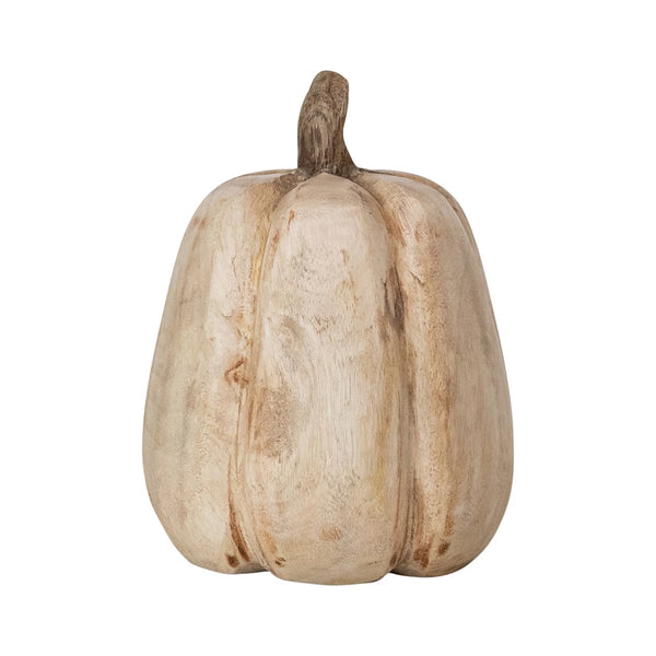 Carved Mango Wood Pumpkin - 7 inch