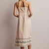 Embroidered Straight-Neck Cotton Midi Dress