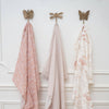 Violet Floral 100% Cotton Muslin Swaddle Blankets - Set of 3