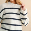 Striped Brushed Sweater - White/Navy