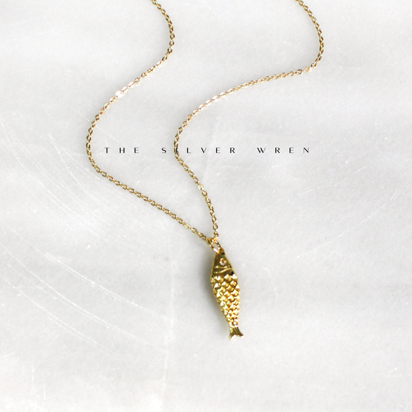 Gold Fish Pendant Necklace - Alma