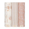 Violet Floral 100% Cotton Muslin Swaddle Blankets - Set of 3