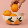 Ceramic Striped Orange Bowl - Pink