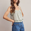 Embroidered Lace Trim Button-Front Tank Top - Size Small