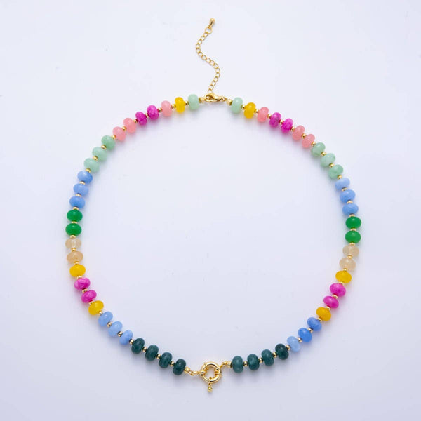 18K Gold Filled Colorful Candy Gemstone Rondelle Bead Chain Necklace 17.5 Inch with Extender | WA-3318: #2